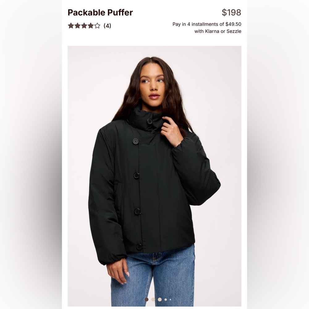 BNWT Nuuds Packable Puffer Black